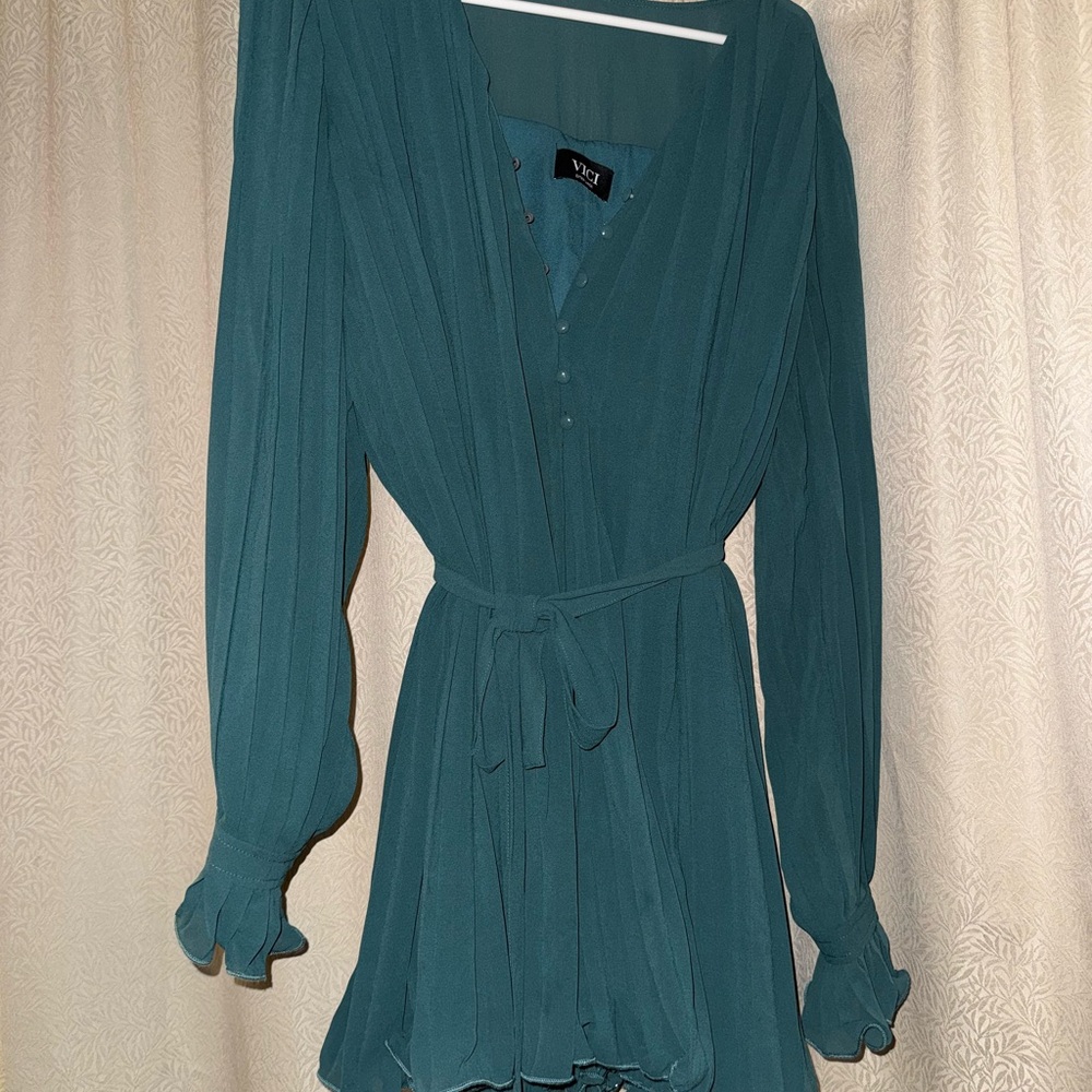 Vici Teal Long Sleeve Dress